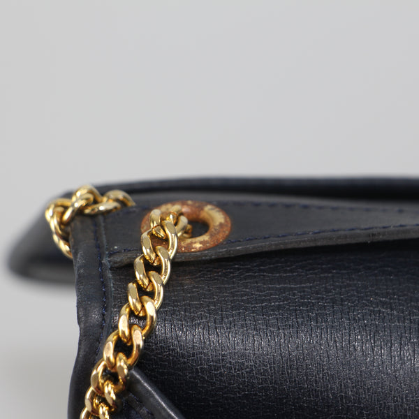 Blue Trotter Canvas Leather Chain Shoulder Bag