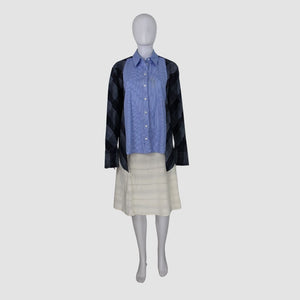 Stella McCartney Blue Plaid & Striped Mixed-Print Top