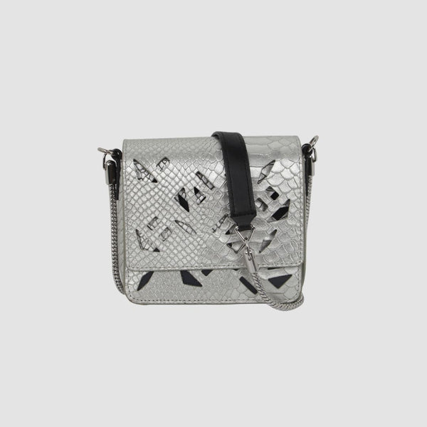 Python Embosed Leather Lasercut Flap Bag