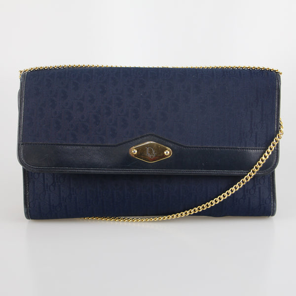 Blue Trotter Canvas Leather Chain Shoulder Bag