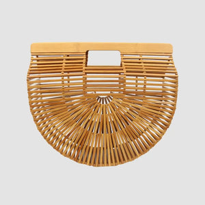 Ark Bamboo Fan Clutch Handbag Tan