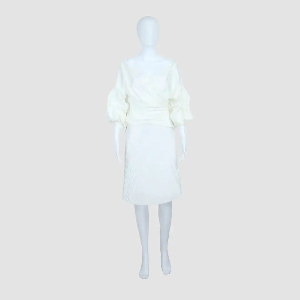 Johanna Ortiz White Tiered Sleeves Wrap Top