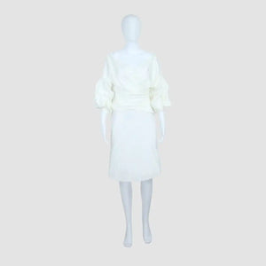 Johanna Ortiz White Tiered Sleeves Wrap Top