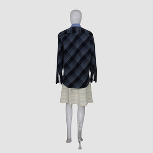 Stella McCartney Blue Plaid & Striped Mixed-Print Top