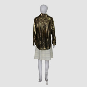 7 For All Mankind Gold Metallic Button Up Top