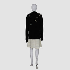 Gucci Black All Over Embellished Knit Cardigan