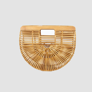 Ark Bamboo Fan Clutch Handbag Tan