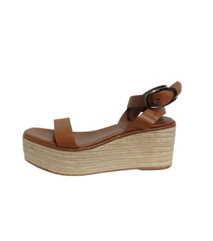 Brown Crisscross Wedge Sandals