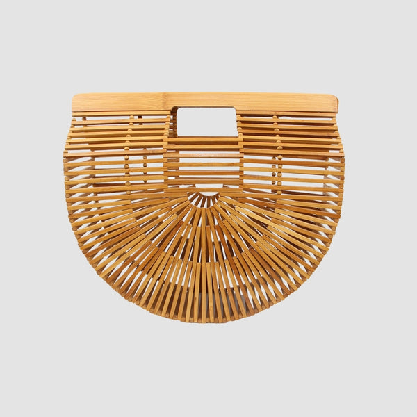 Ark Bamboo Fan Clutch Handbag Tan