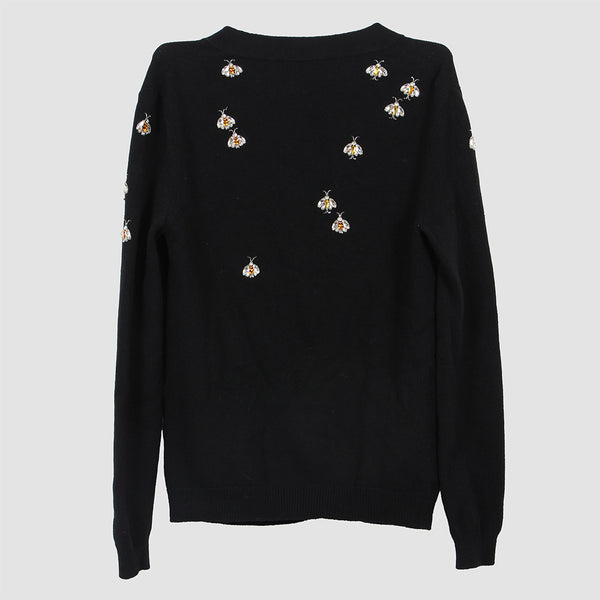 Gucci Black All Over Embellished Knit Cardigan