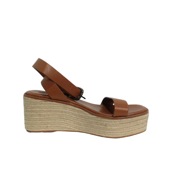 Brown Crisscross Wedge Sandals