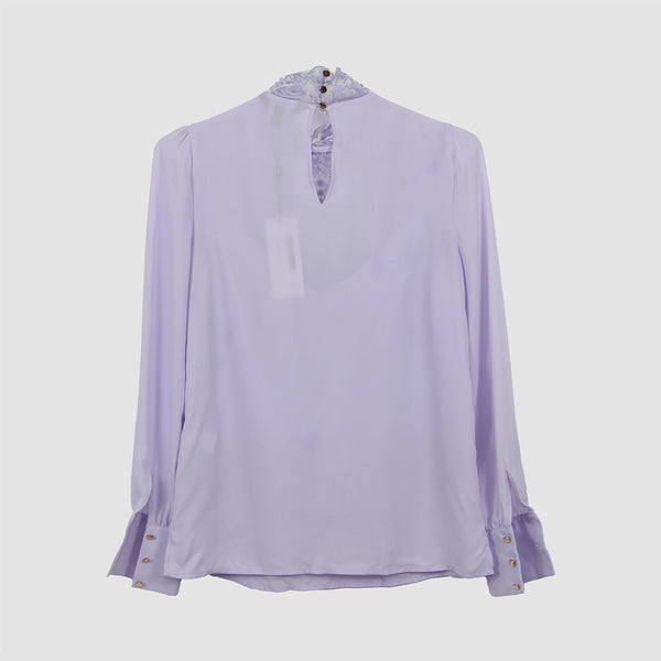 Karen Millen Purple Embroidered Bib Detail Blouse Top