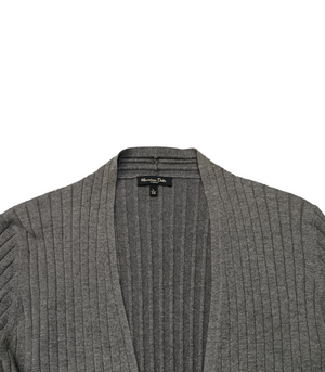 Gray Knitted Long Sleeve Top with Tie