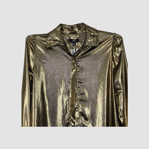 7 For All Mankind Gold Metallic Button Up Top