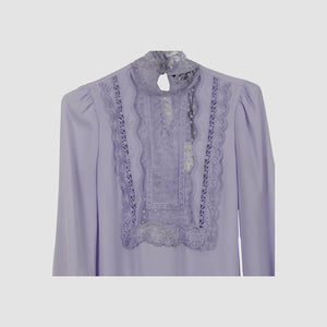 Karen Millen Purple Embroidered Bib Detail Blouse Top