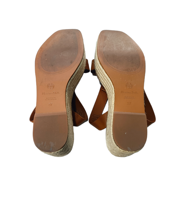 Brown Crisscross Wedge Sandals