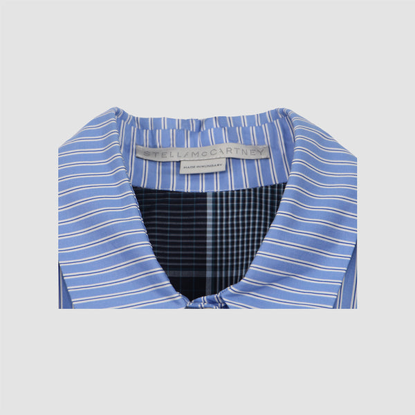 Stella McCartney Blue Plaid & Striped Mixed-Print Top