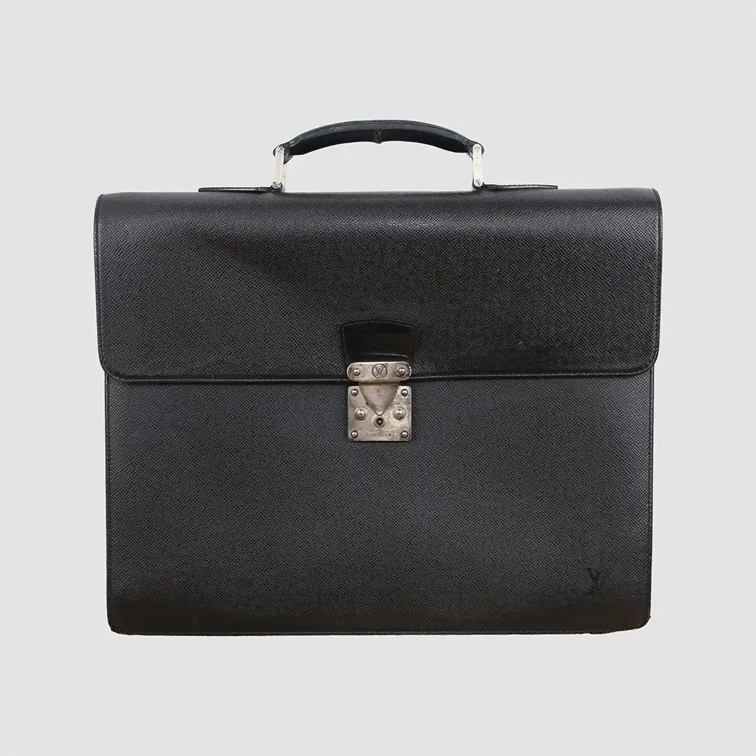 Louis Vuitton Black Serviette Clad Taiga Business Bag