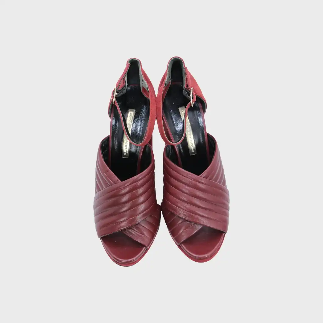 Atos Lombardini Maroon Leather High Heeled Sandals