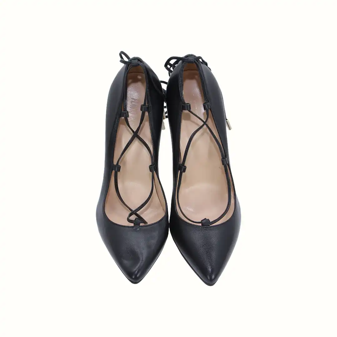 Flavio Castellani Black Leather Lace-Up High-Heels Shoes