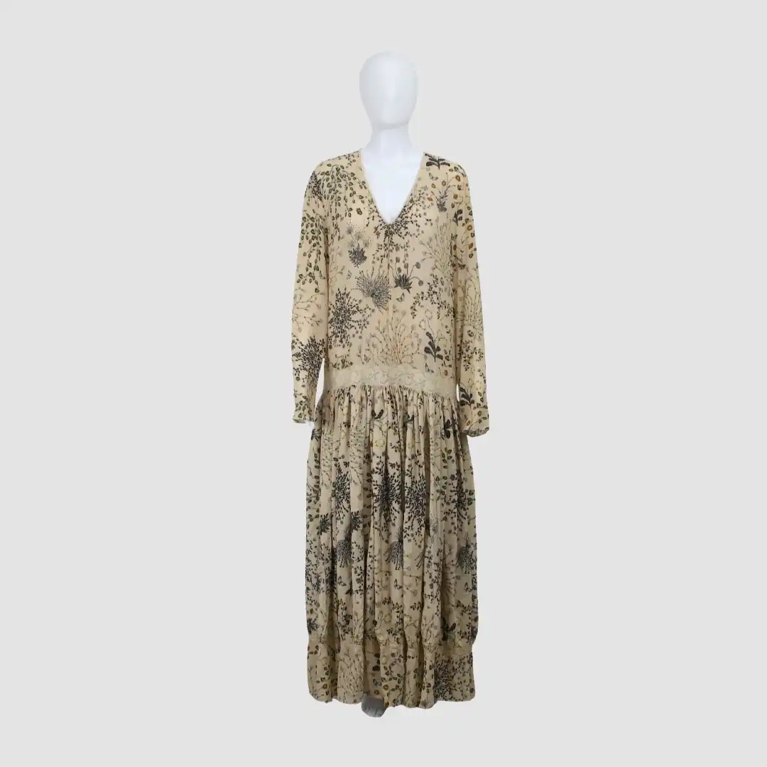 Chloe Cream Floral Print Long Sleeve Maxi Dress