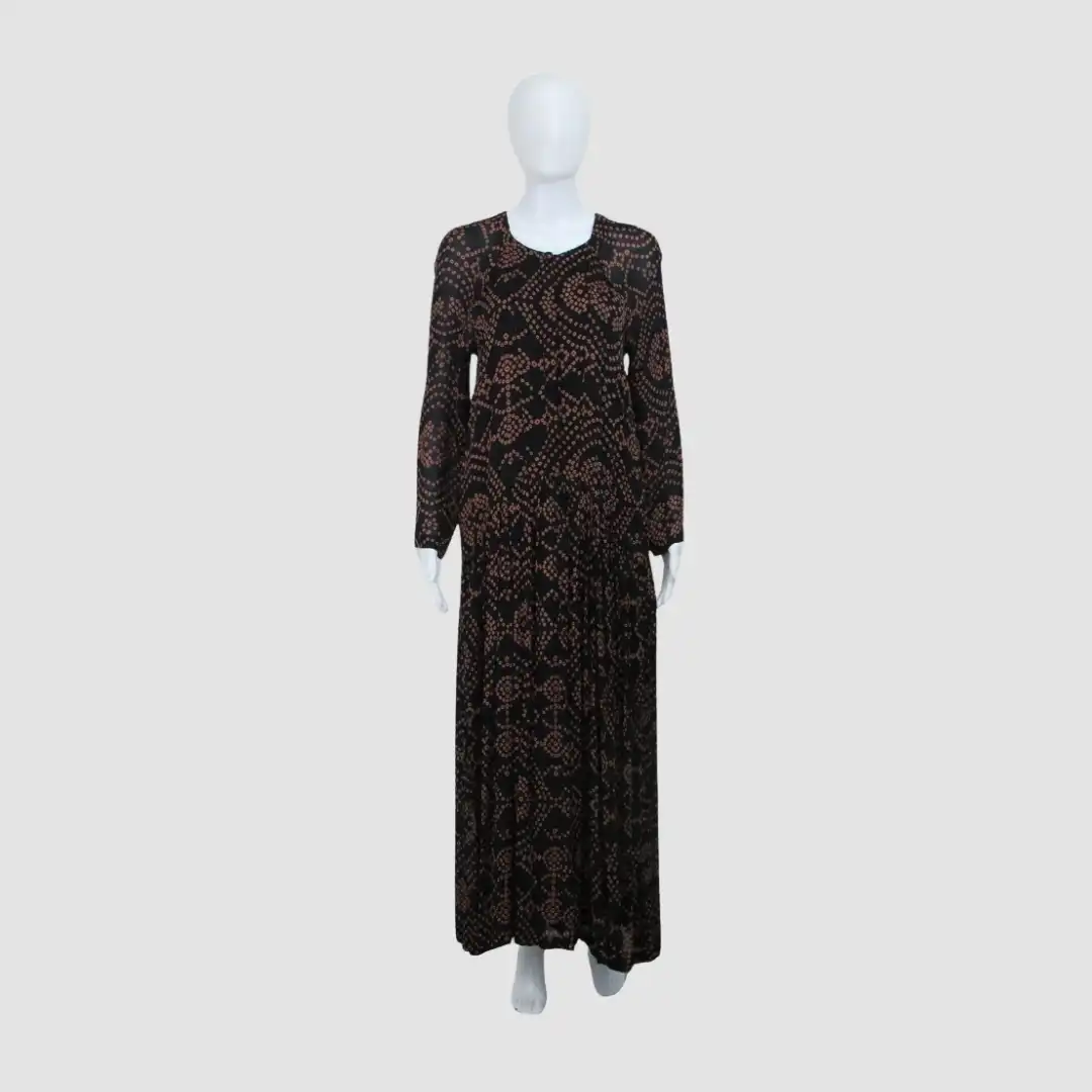 Antik Batik Black asymmetric print Long Sleeve Maxi Dress