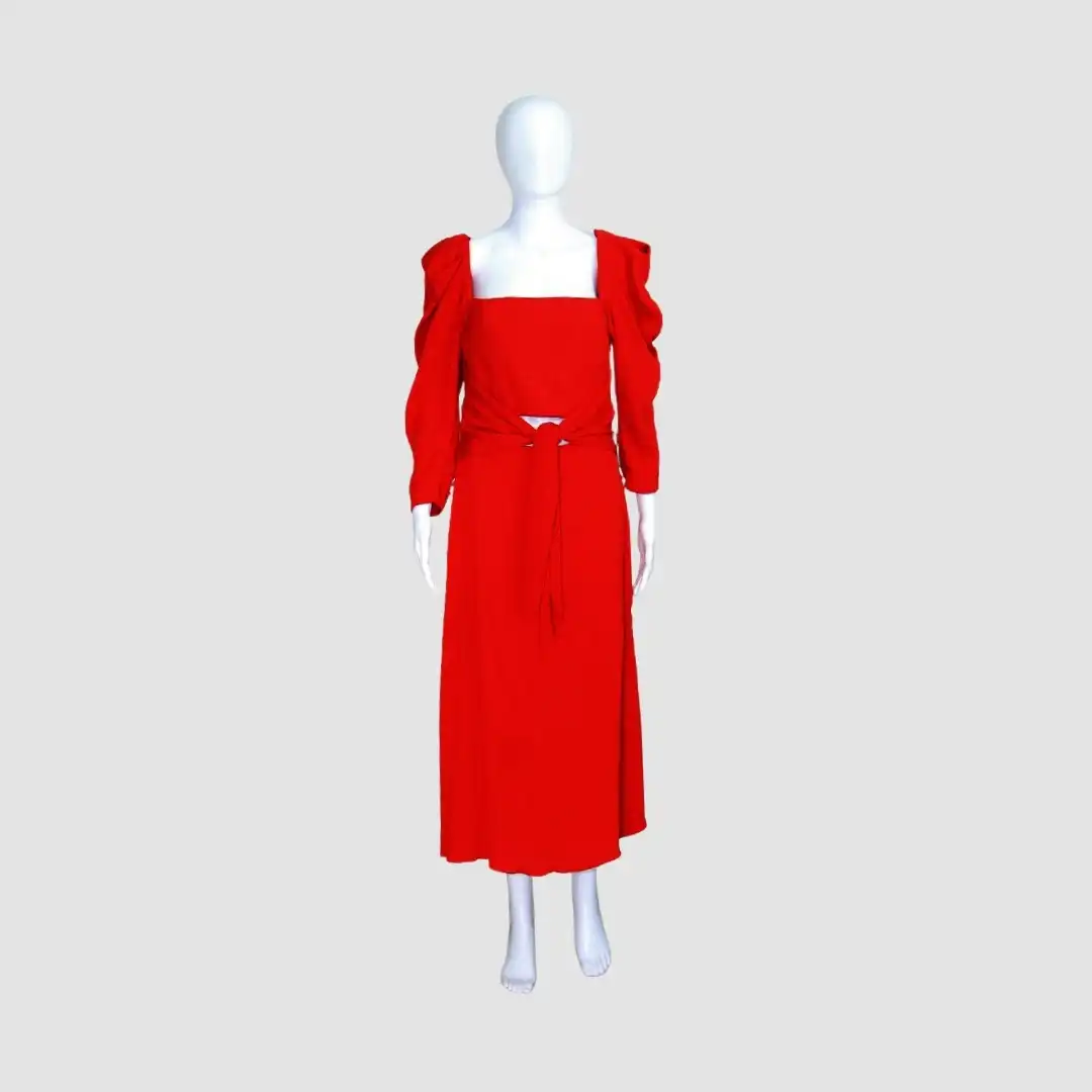 Johanna Ortiz Lava Cut Out Red Lady of Heaven Midi Dress