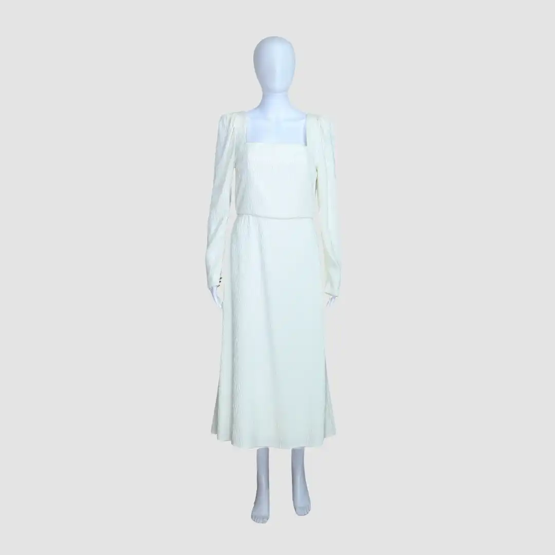 Johanna Ortiz White Catalyst Crepe Midi Dress