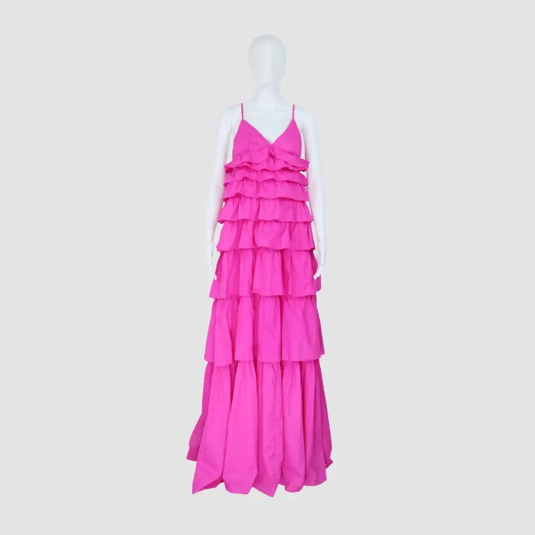 Staud Pink Thin Strap Sleeveless V-neck Maxi Dress