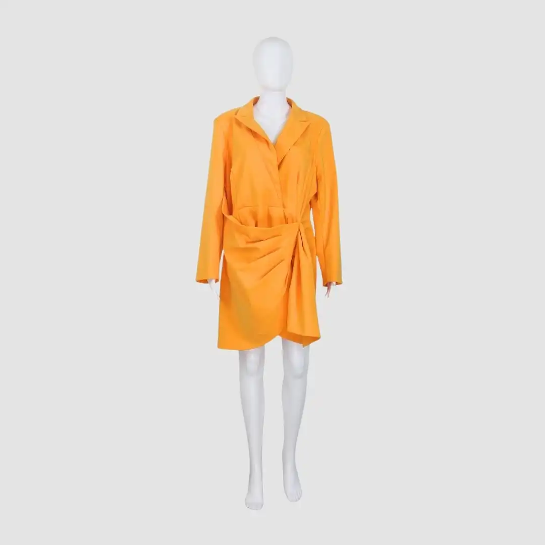 Lavish Alice Yellow Orange Long Sleeve Wrap Blazer Midi Dress