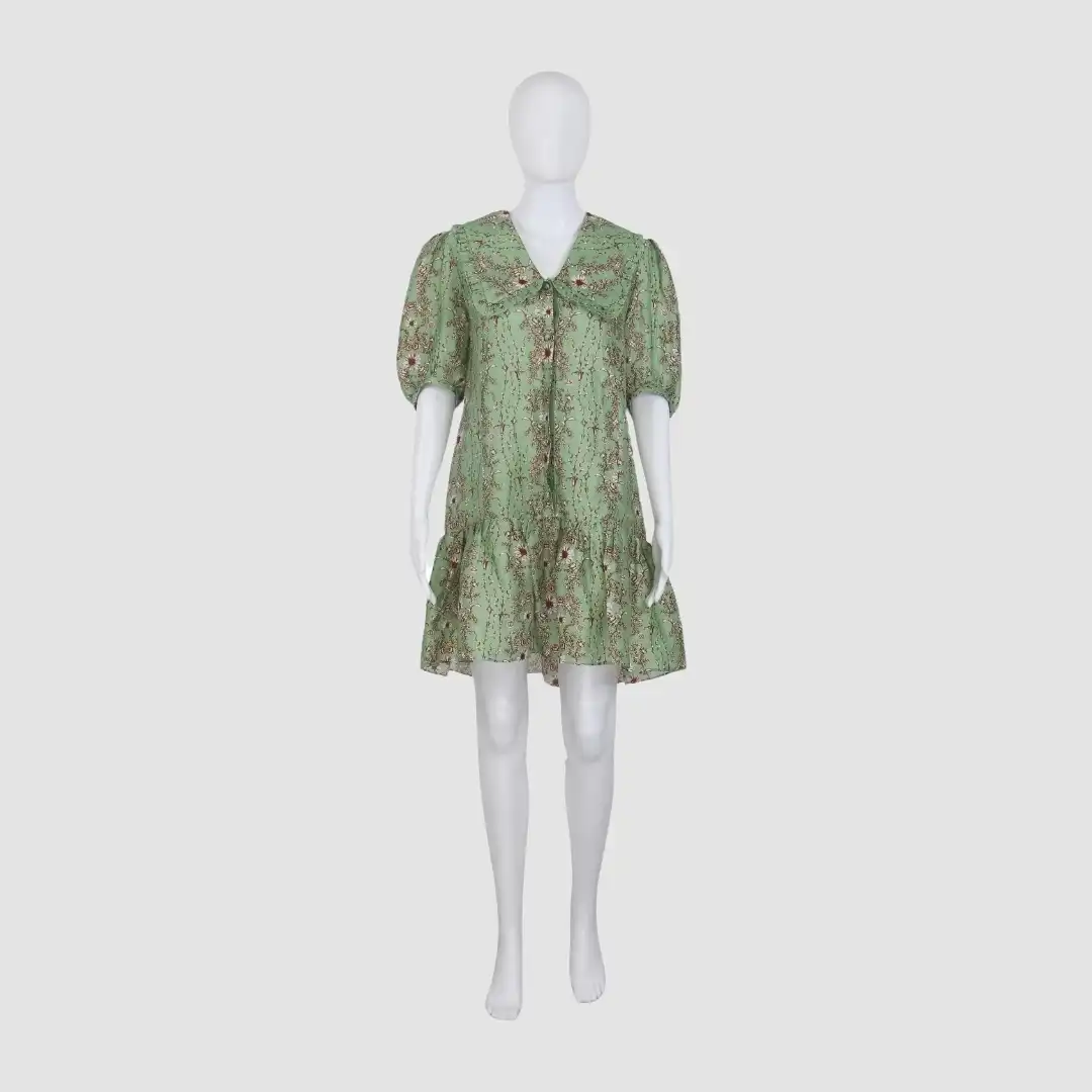 Sandro Mint Floral Print Twill Mini Dress