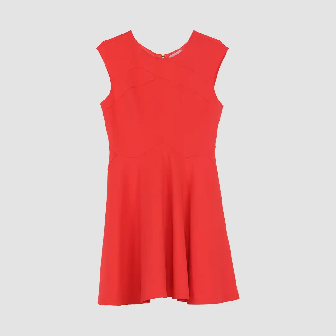 Ted Baker Orange Sleeveless Zipper Back Midi Dress