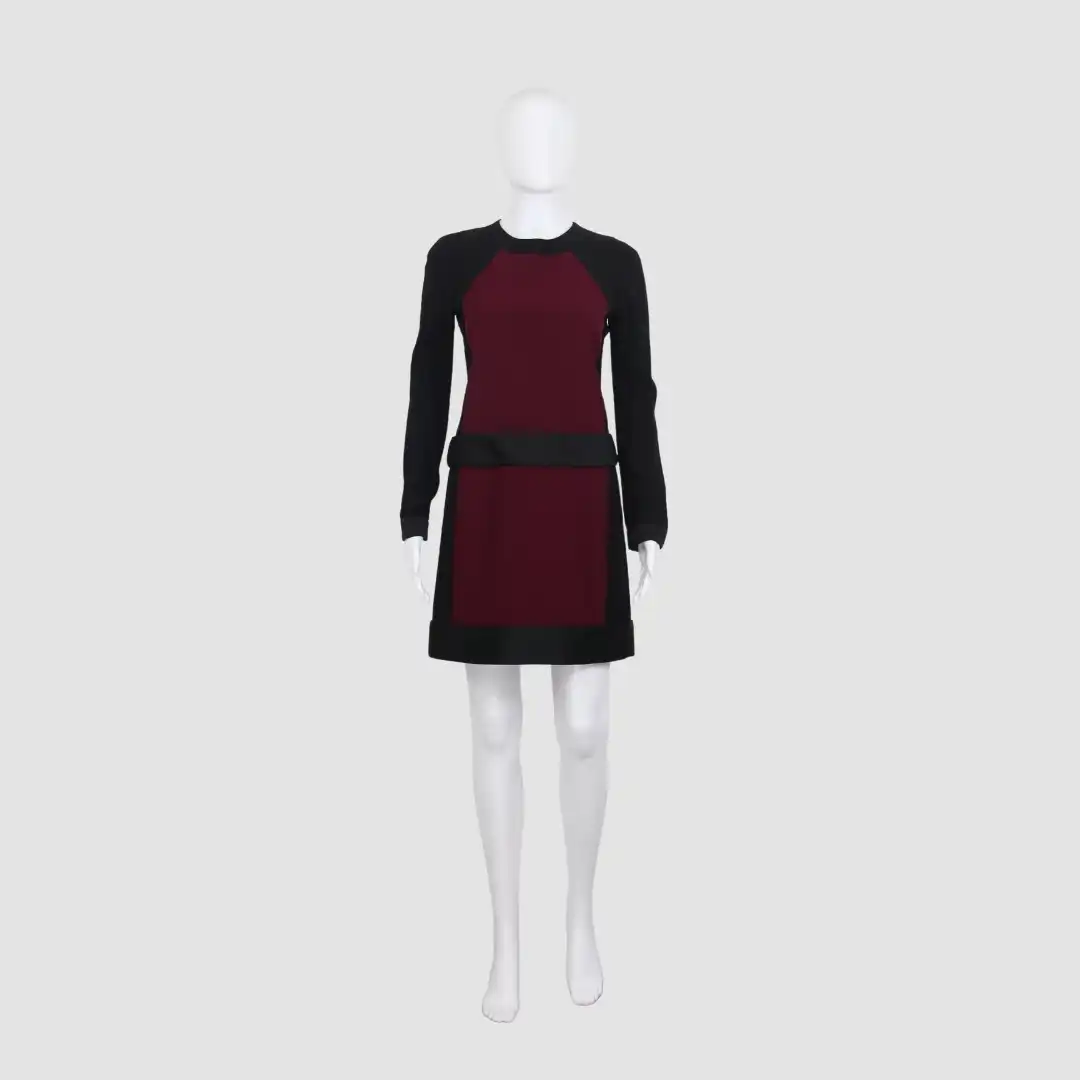 Victoria Beckham BLended Black & Red Long Sleeve Midi Dress