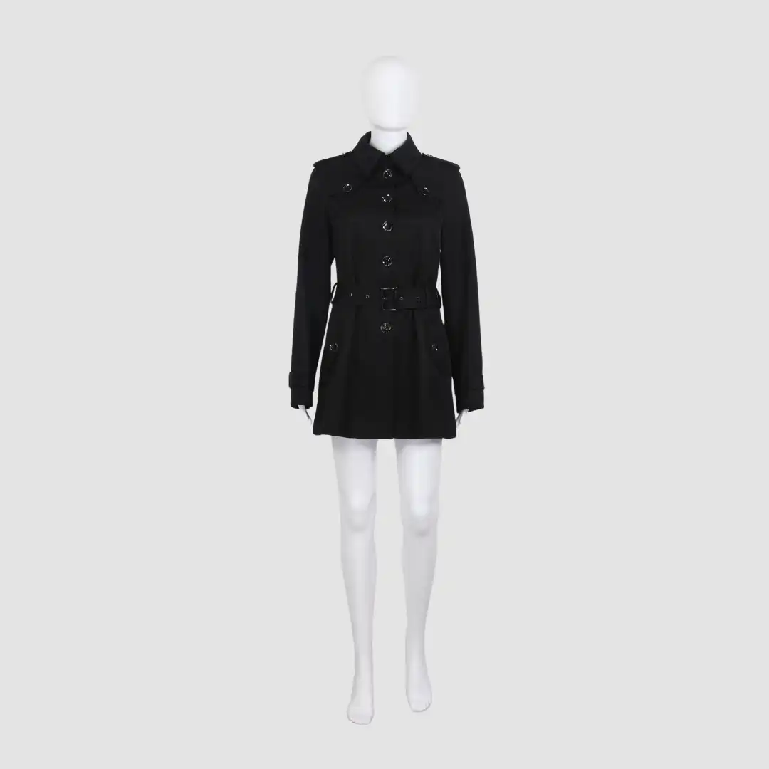 David Lawrence Black Belted Long Sleeve Coat