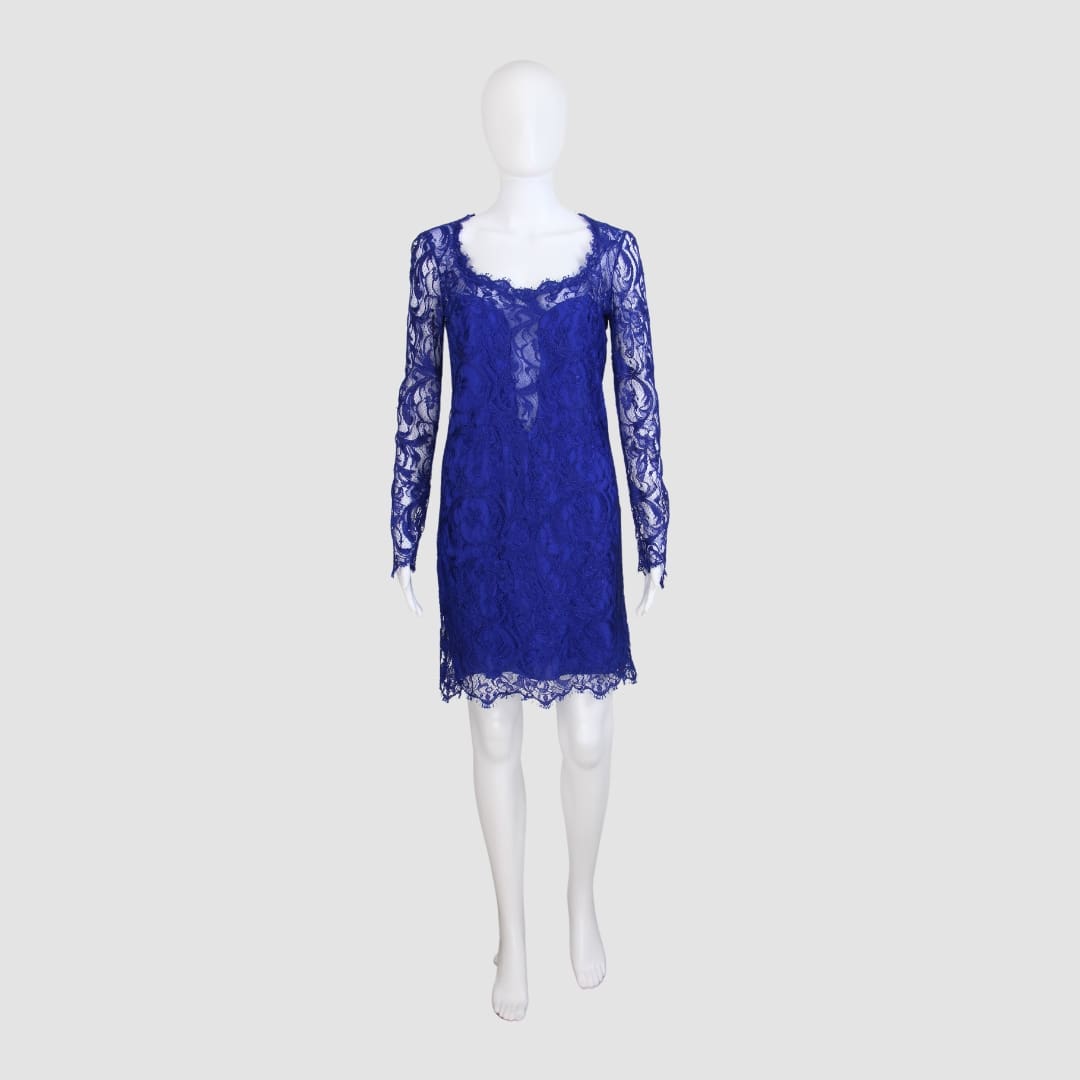 Emilio Pucci Midnight Blue Lace Long Sleeve Midi Dress