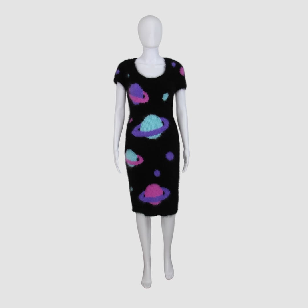 Jeremy Scott Multicolor Planet Printed Short Sleeve Dress