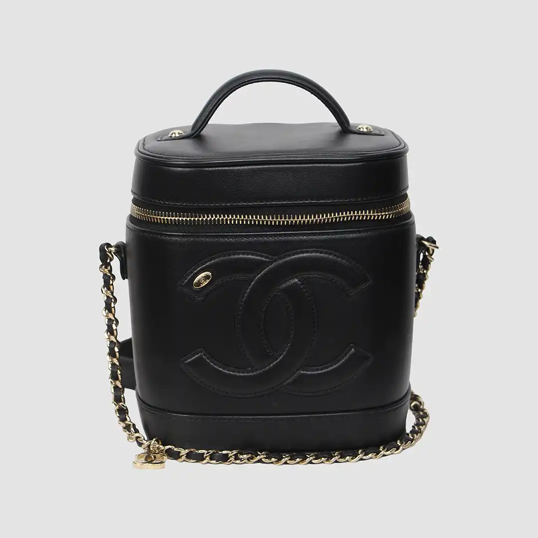 Chanel Black Lambskin CC Vanity Case with Chain