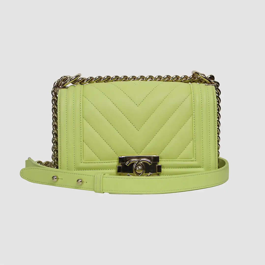 Chanel Light Green Le Boy Chevron Small Flap Bag