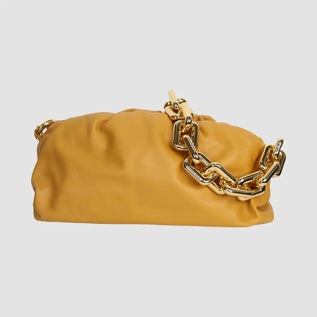 Bottega Veneta Mustard Yellow Calfskin The Chain Pouch