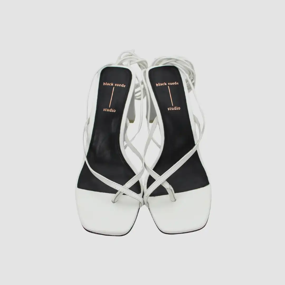 Black Suede Studio White Leather Sandals