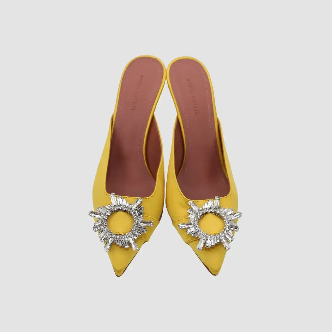 Amina Muaddi Yellow Satin Begum Pumps