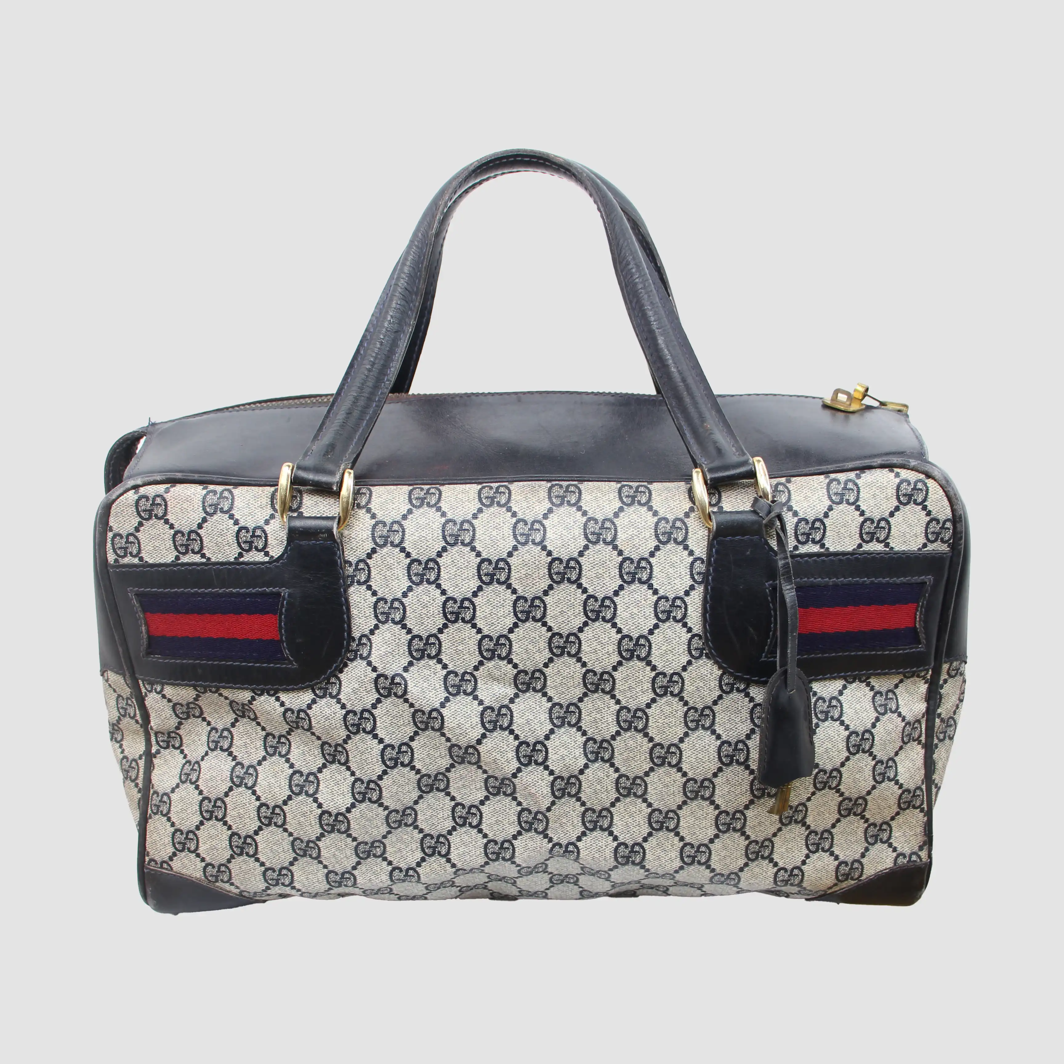 Gucci Sherry Line GG Canvas Boston Bag Pvc Leather HandBag