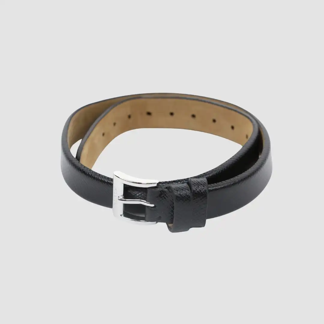 Prada Black Stainless Steel Buckle Belt