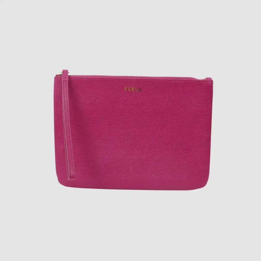 Furla Shocking Pink Leather Zip Around Wallet