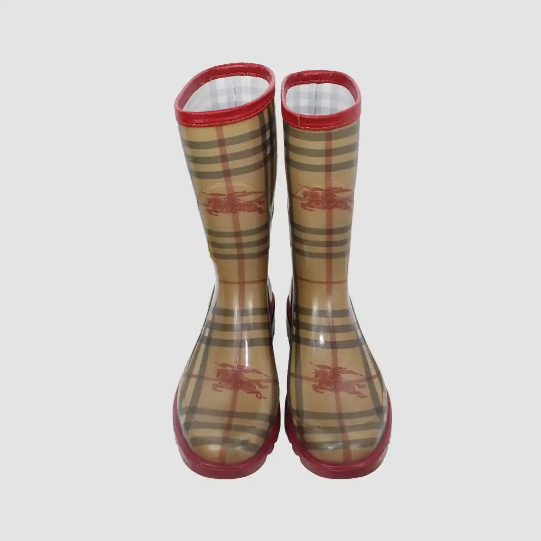 BURBERRY ITALY RUBBER BOOTS FLOWER PAISLEY NOVA CHECK TALL GUMMISTIEFEL SHOES