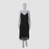 Michael Kors Black Polcadot White Mesh trim Slip Dress