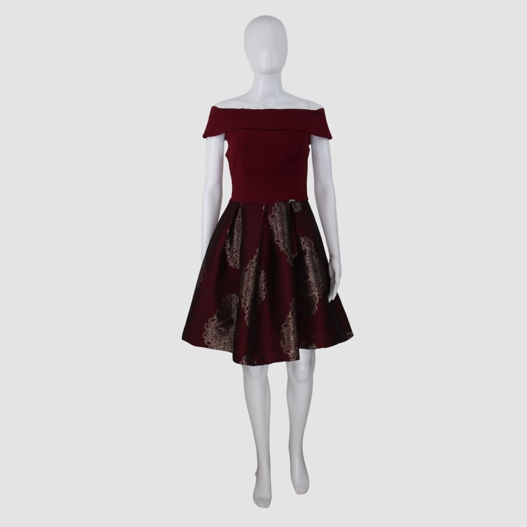 Vichy Burgundy Duchess Twill Miid Dress