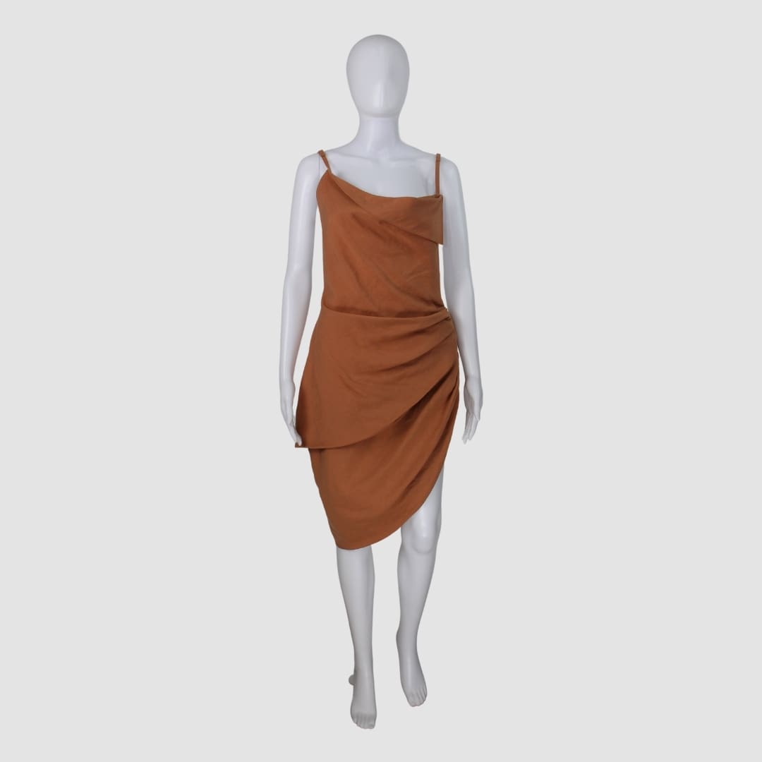 Jacquemus Orange Linen La Robe Strappy Dress