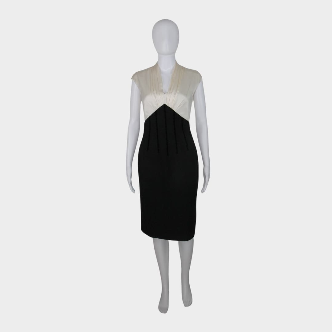 L.K Bennet Black White Sleeveless Midi Dress