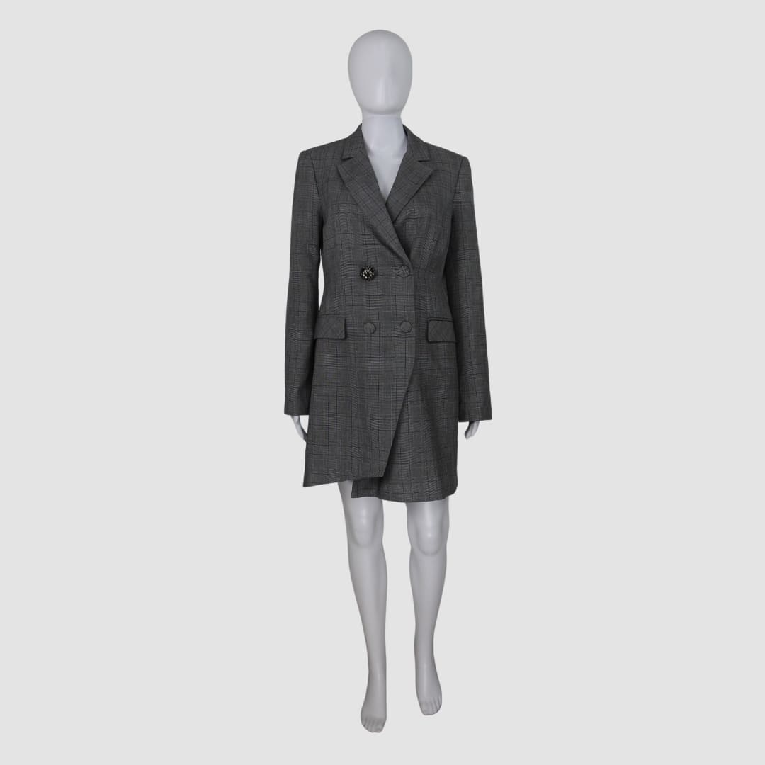 Pinko Gray Trovare Prince of Wales Coat dress